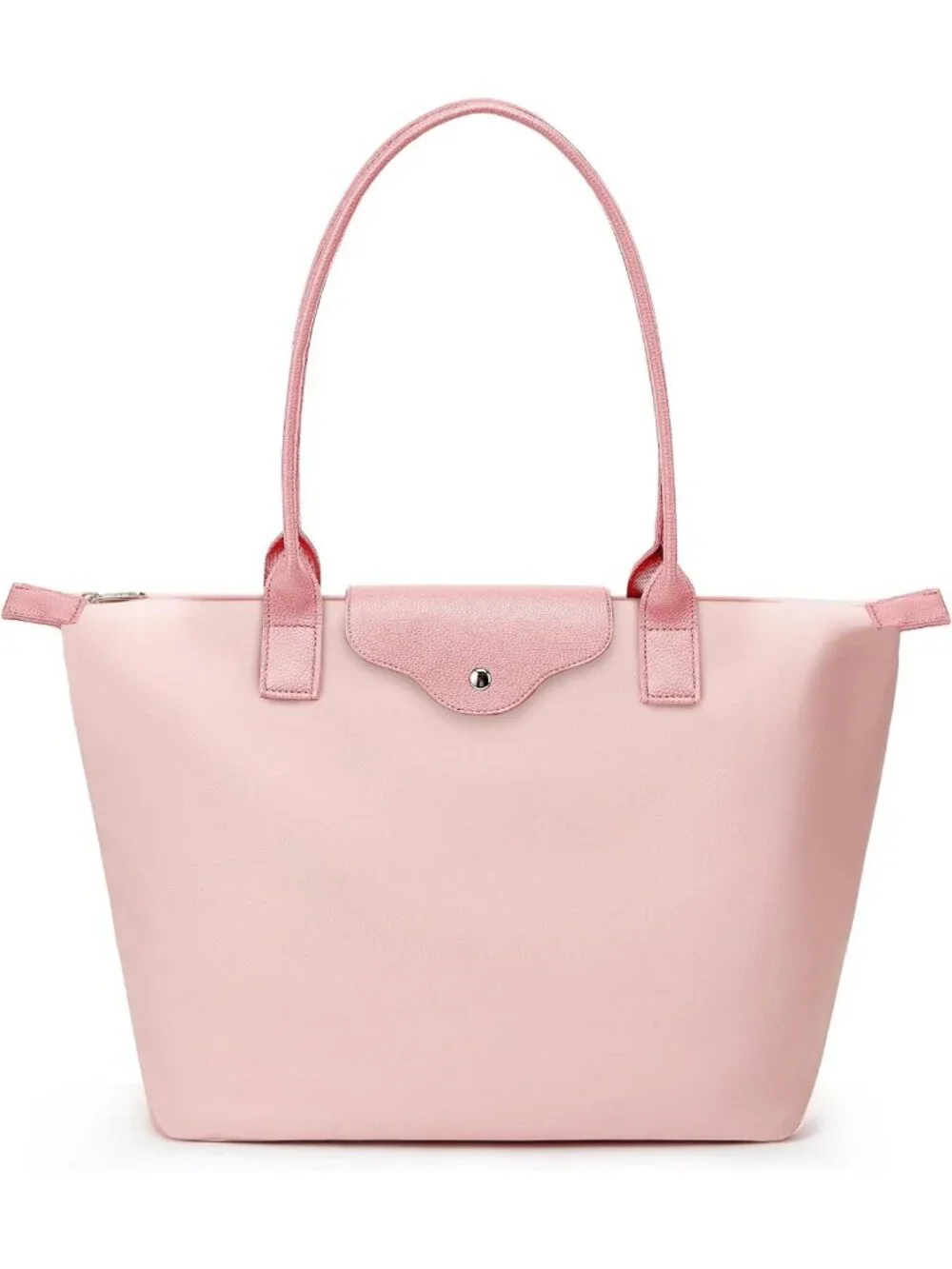 Spacious Nylon Tote Bag for Women, Large Capacity Foldable Hobo Purse, Pink